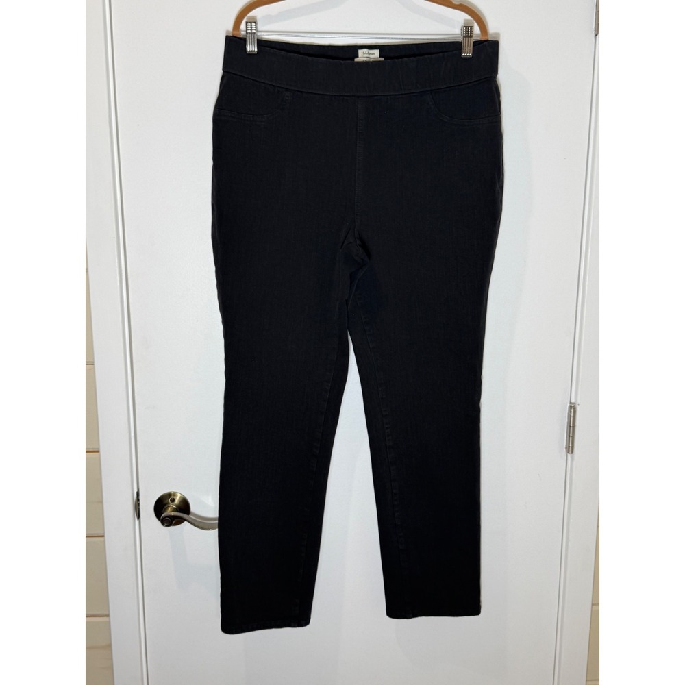 LL Bean Classic Fit Jeggings Black Cotton Blend Stretch Size 18 Regular Pull On